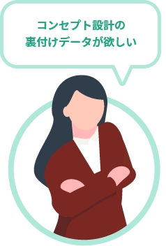 コンセプト設計の裏付けデータが欲しい